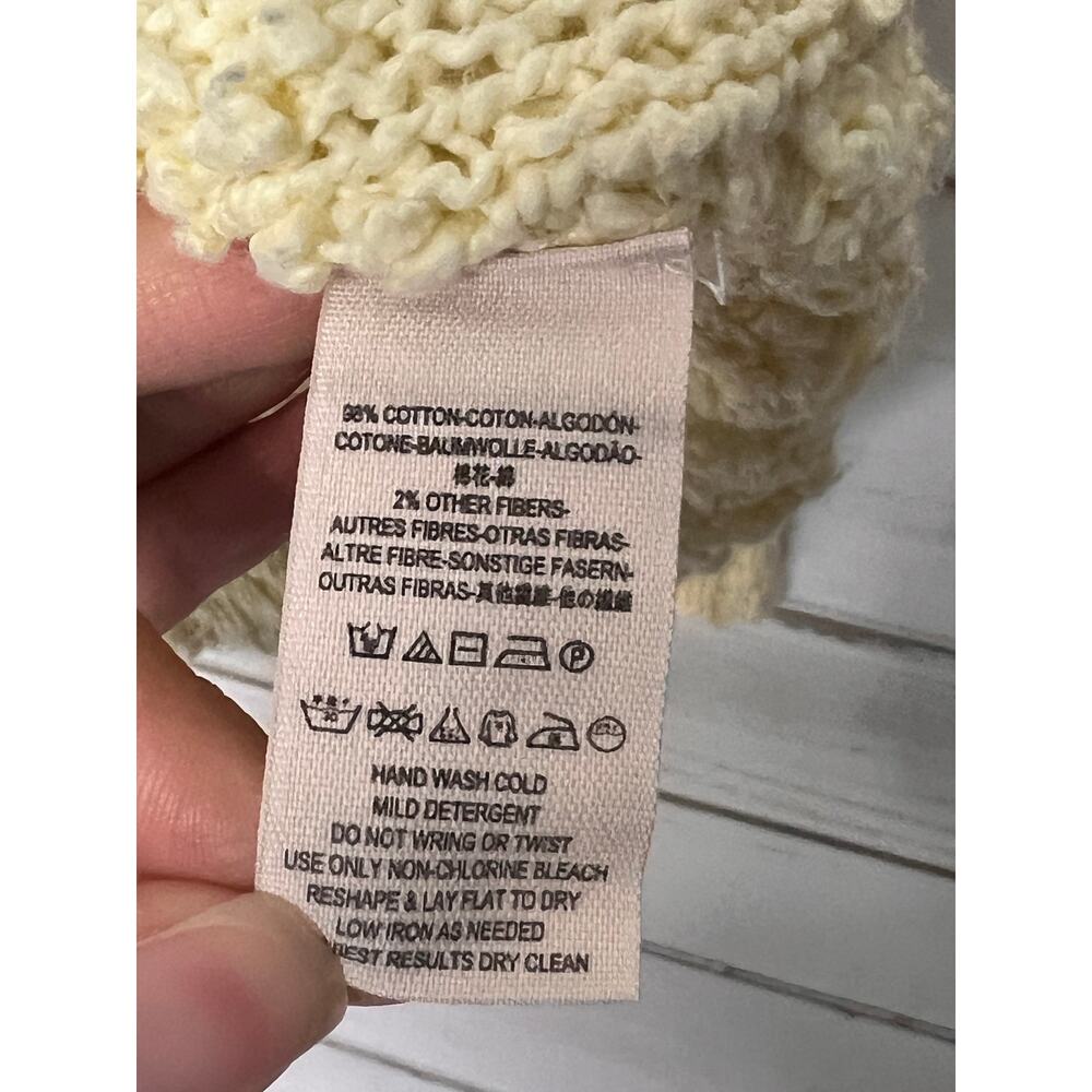 Free People Songbird Butter Yellow Knit Cotton V-Neck Sweater Small Boho - Picture 5 of 9
